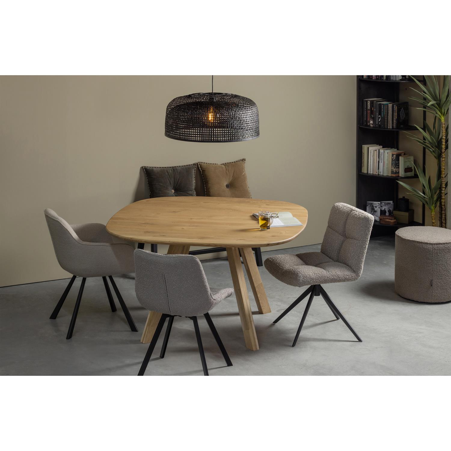 WOOOD Juno Eetkamerstoel - Boucle - Zand - 79x58x58