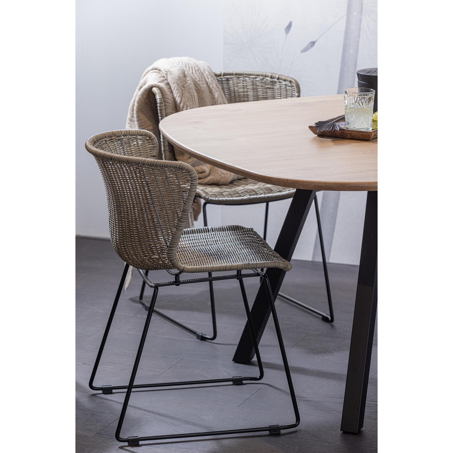 WOOOD Tablo Eettafel met 2-Stand Poot - Eiken - Naturel - 75x130x130