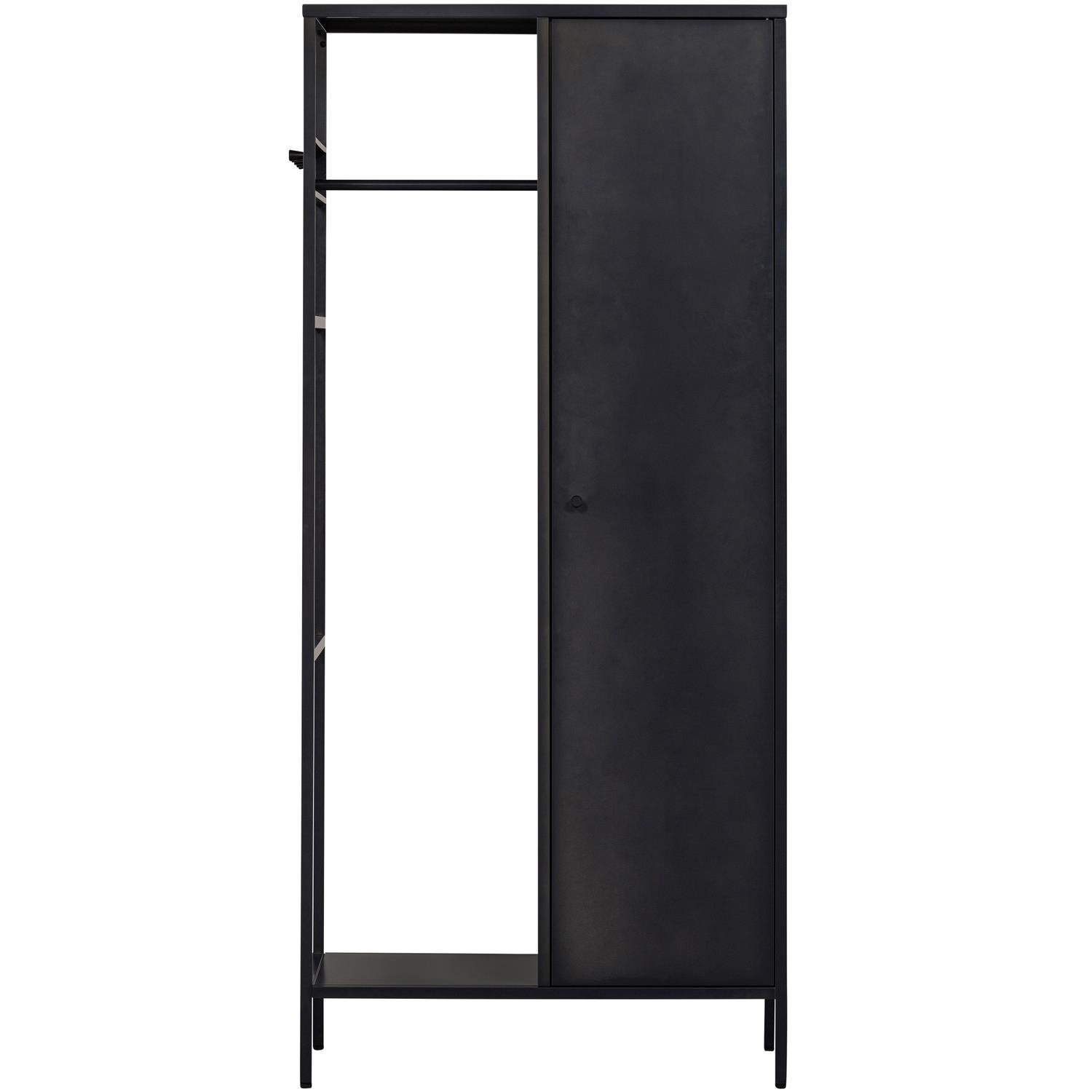 WOOOD Coen Garderobekast - Metaal - Antraciet - 180x80x50