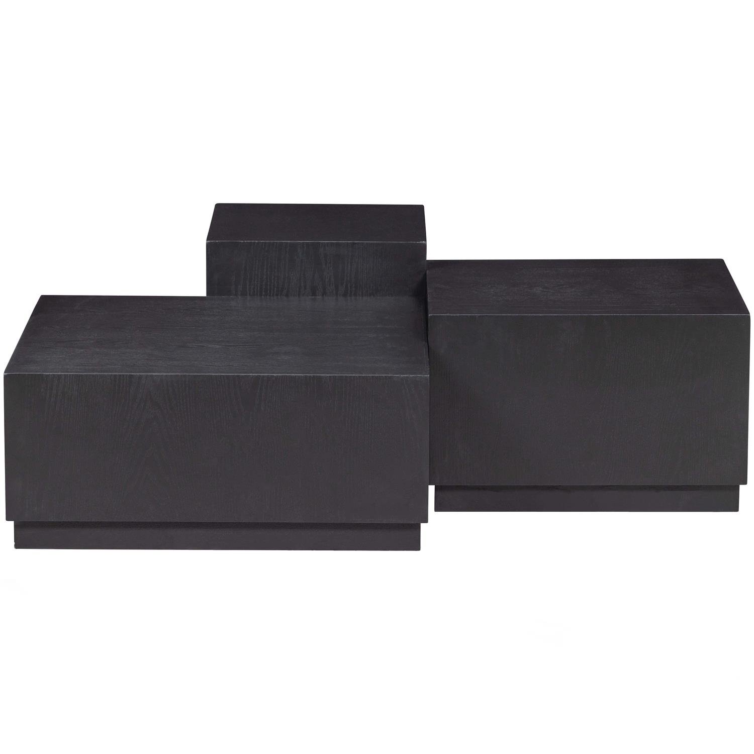 WOOOD Pim Bijzettafels - Hout - Zwart - Set van 3