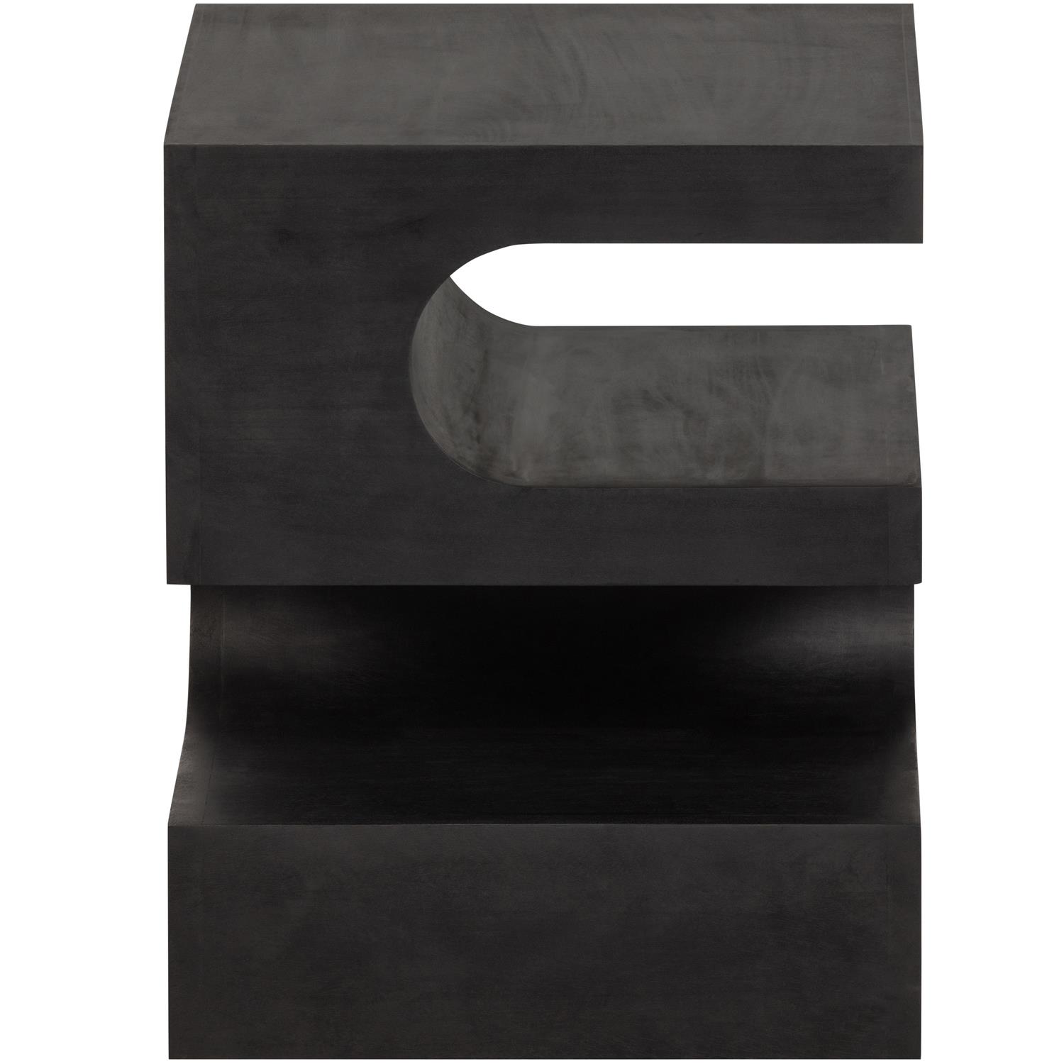 WOOOD Toma Bijzettafel - Mangohout - Zwart - 50x40x40