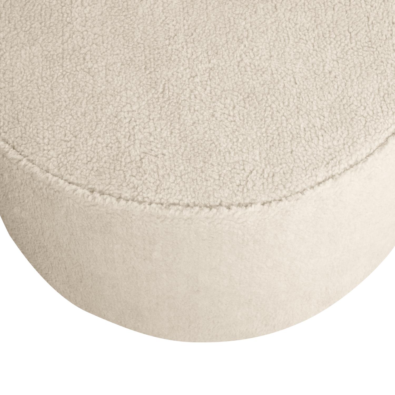 WOOOD Sara Poef Laag - Bouclé - Creme - 36xØ60cm