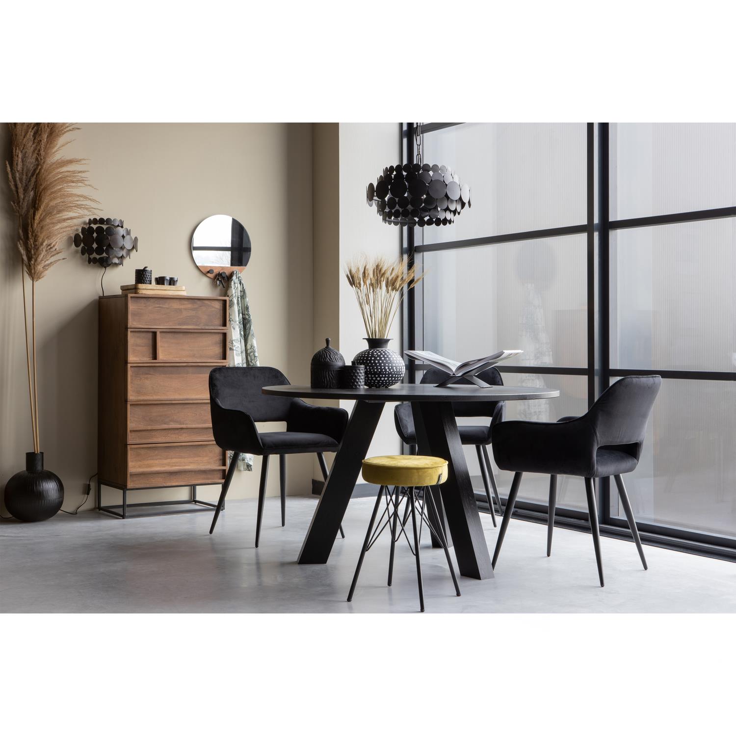 WOOOD Jelle Stoel - Velvet - Zwart - Set van 2
