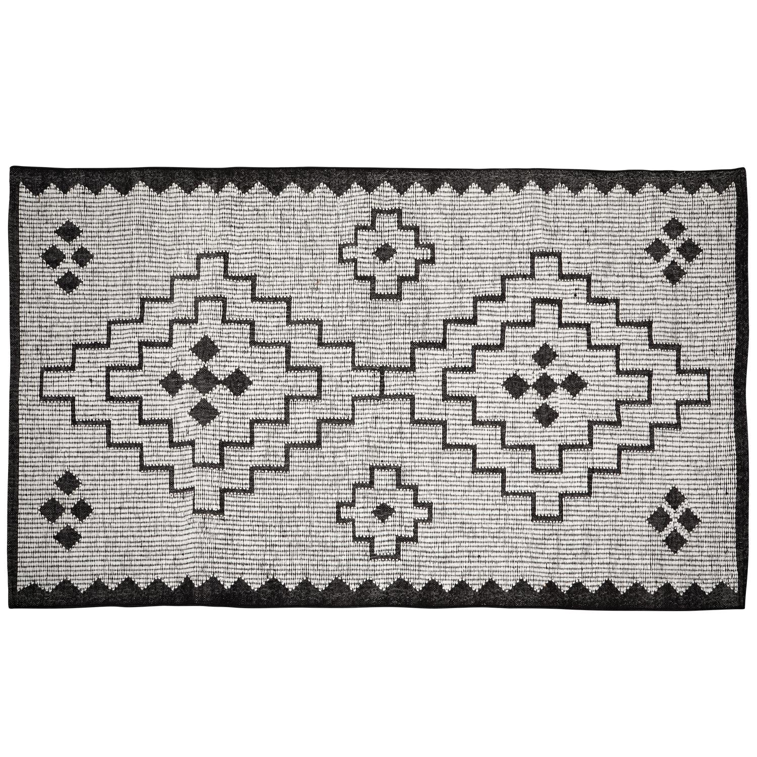 WOOOD Omari Vloerkleed - Wol|Jute - Naturel|Zwart - 1x160x230
