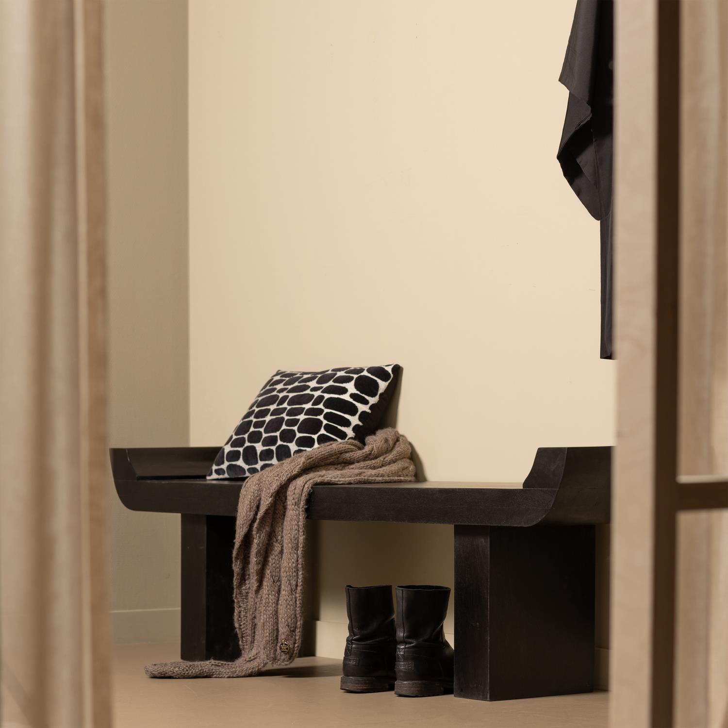 WOOOD Lox Bankje - Hout - Zwart - 35x183x53