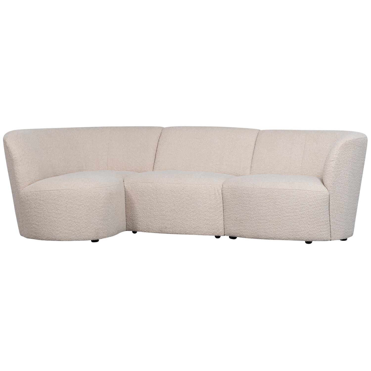 WOOOD Coco 3-Zits Ronding Links - Bouclé - Creme - 70x230x138