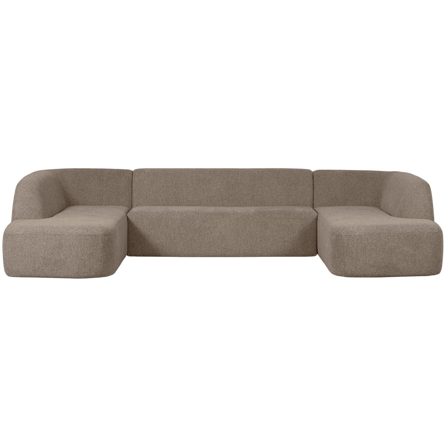 BePureHome U-Vorm Bank Sloping - Polyester - Lichtbruin Melange