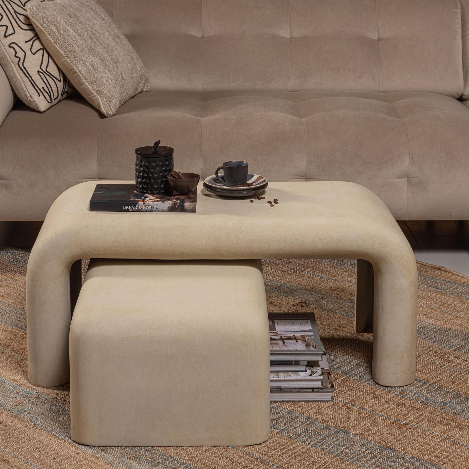 WOOOD Stani Salontafels - Naturel - Set van 2