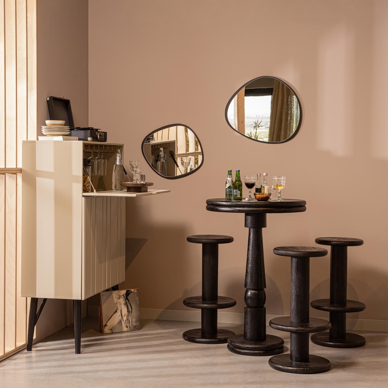 WOOOD Barkruk Kolby - Hout - Zwart - 74x40x40