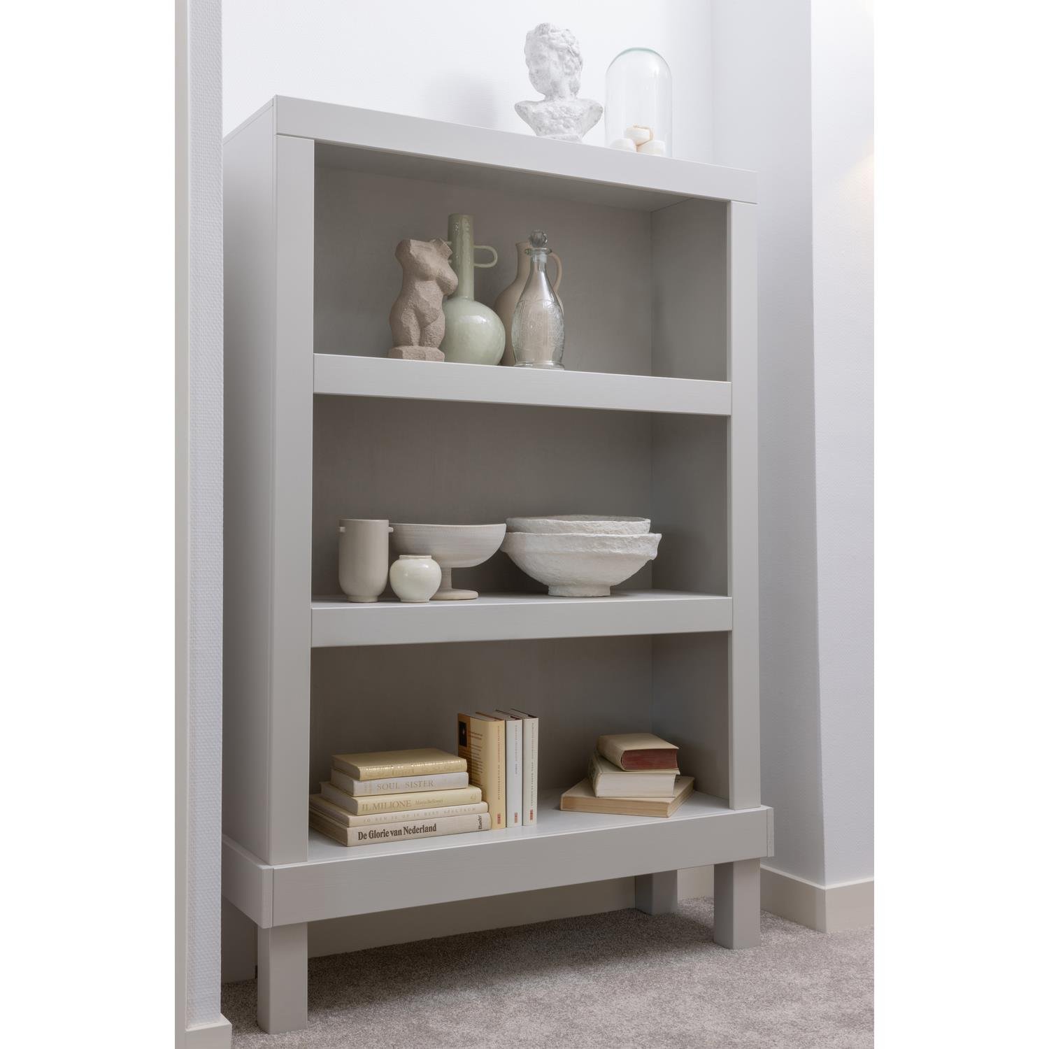 WOOOD Bonk Open Kast - Grenen - Mist - 160x103x37