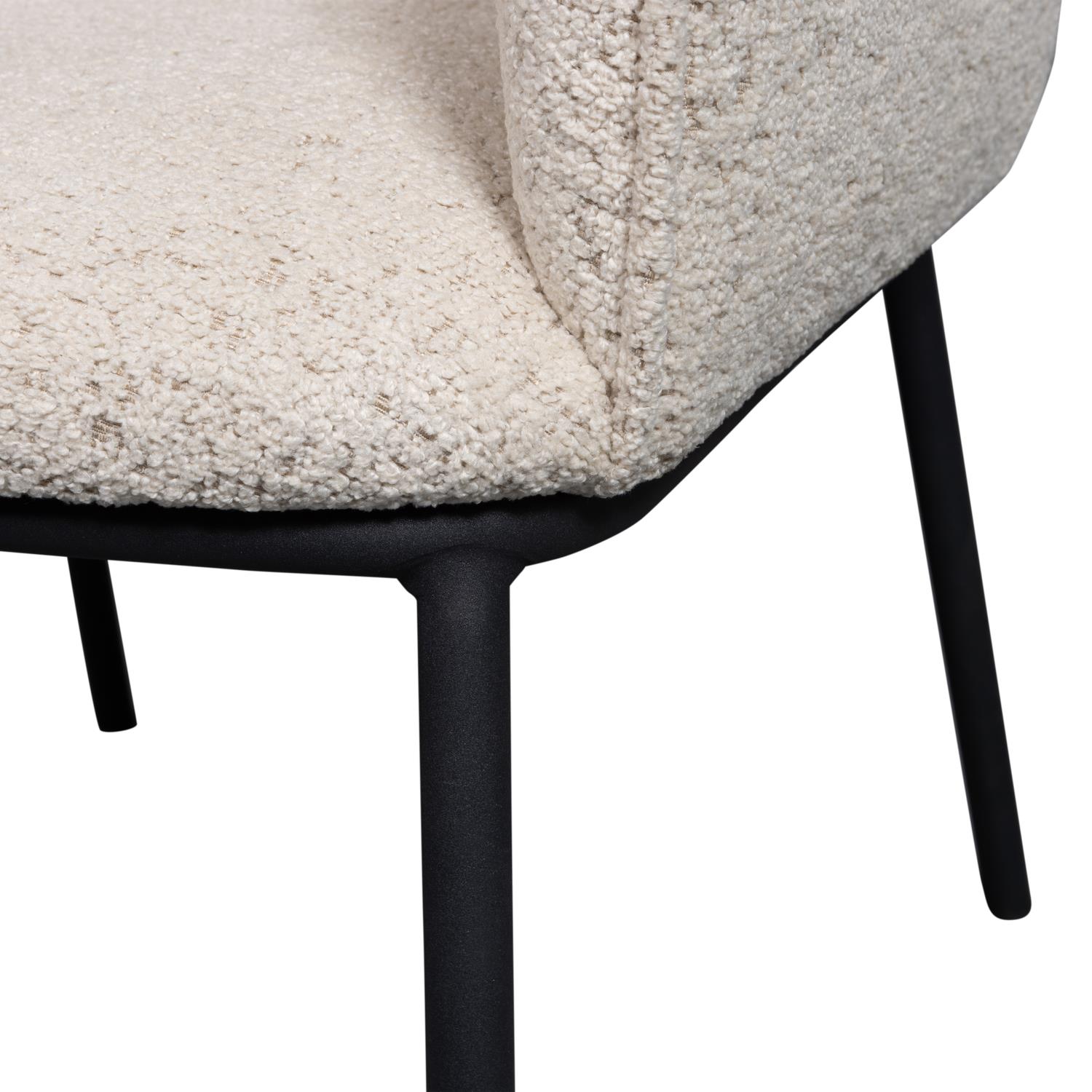 WOOOD Leon Eetkamerstoel - Bouclé  - Naturel Melange - 77x61x63