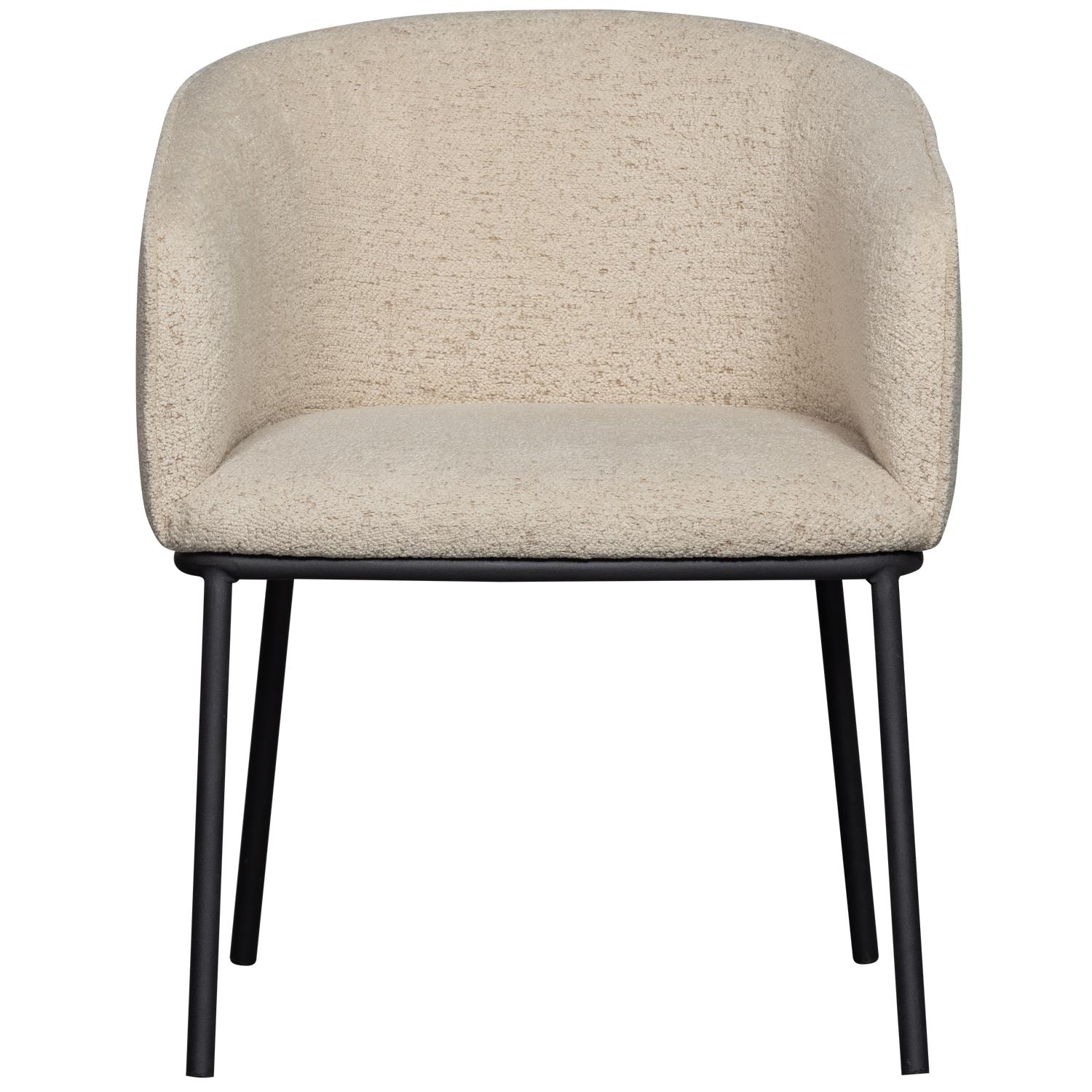 WOOOD Leon Eetkamerstoel - Bouclé  - Naturel Melange - 77x61x63