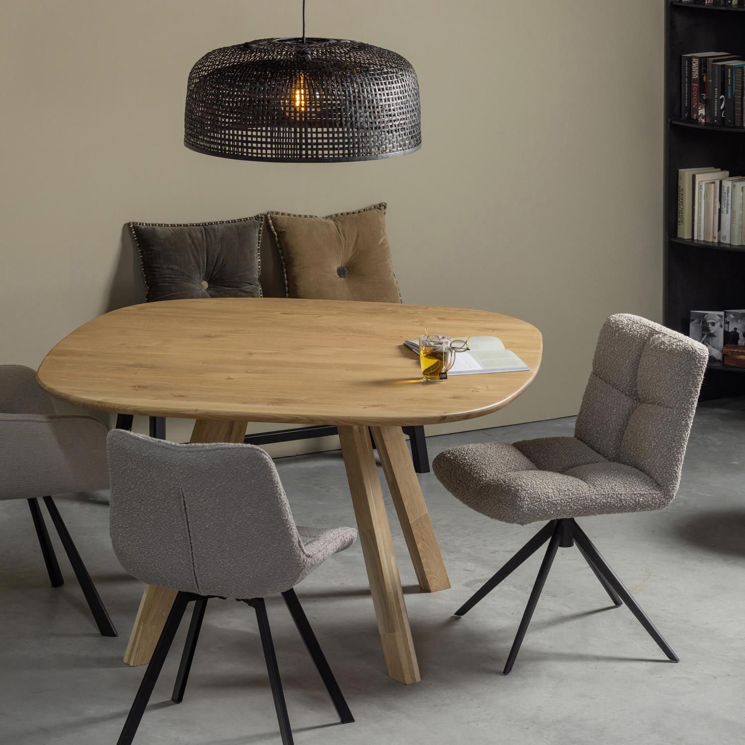 WOOOD Juno Eetkamerstoel - Boucle - Zand - 79x58x58