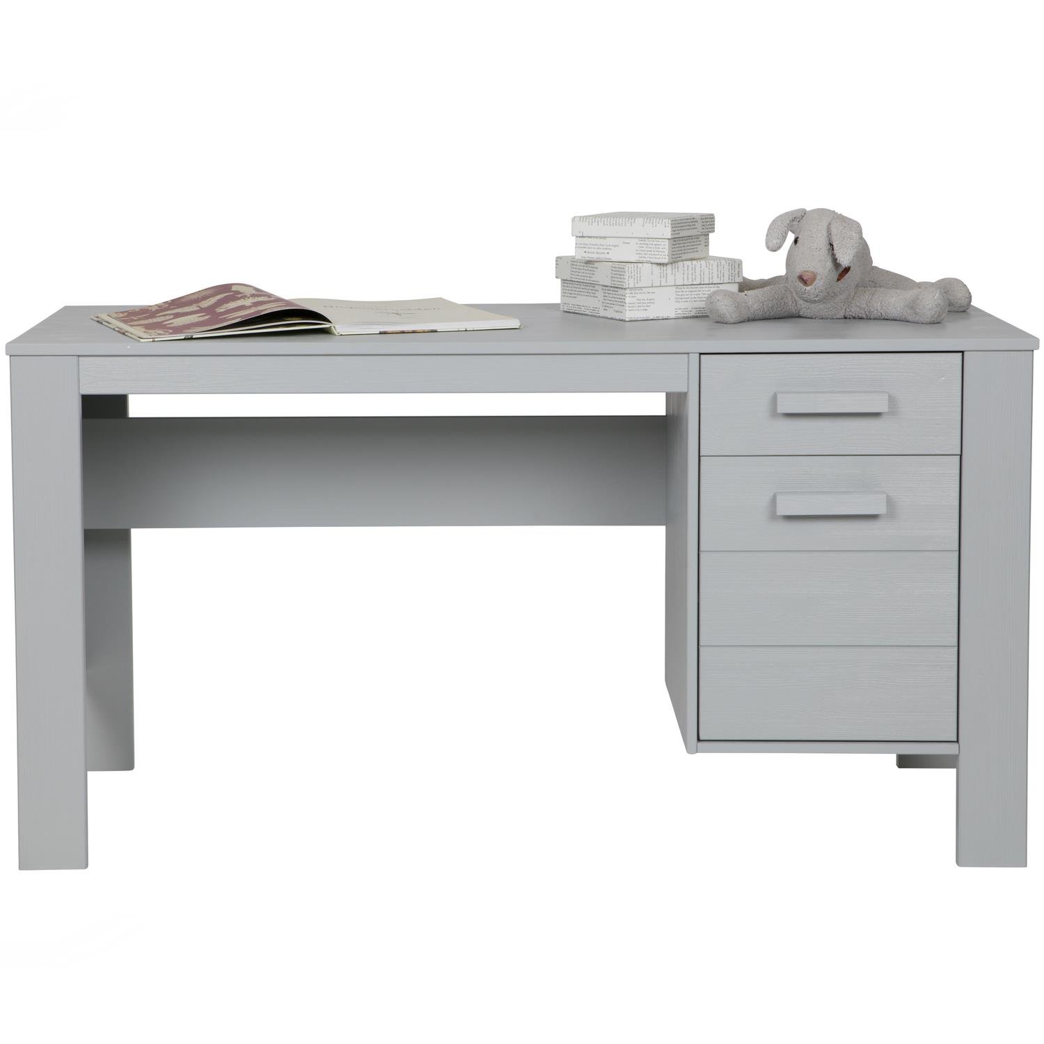 Woood Dennis Bureau - Grenen - Betongrijs - Geborsteld