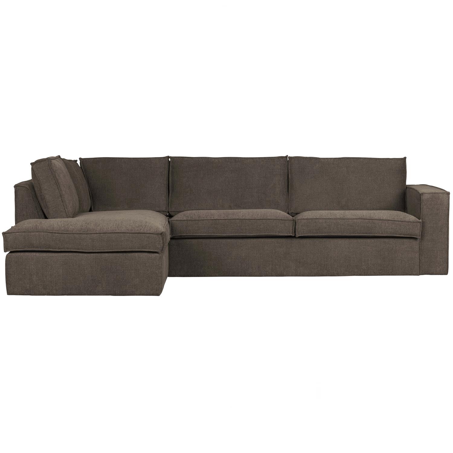 WOOOD Freddie Hoekbank Links - Melange Stof - Bruin - 90x283x197