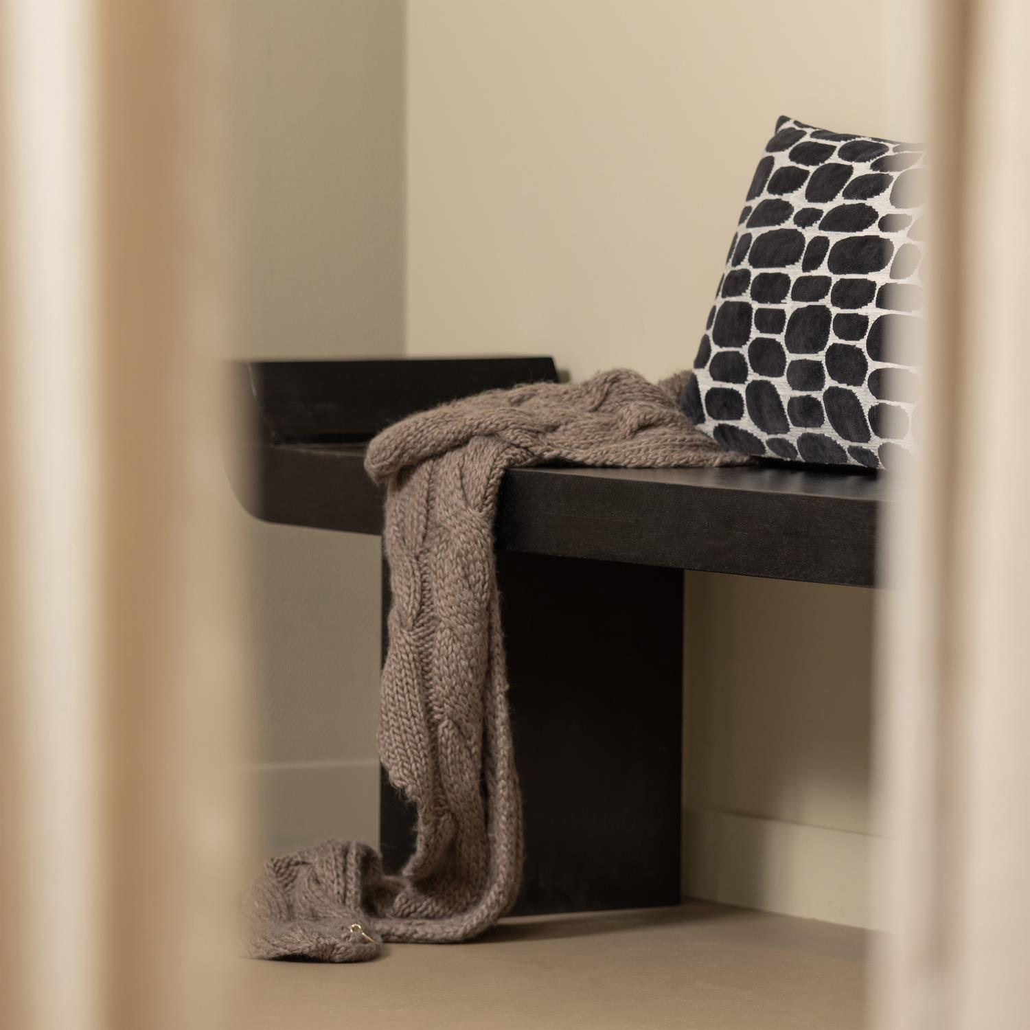 WOOOD Lox Bankje - Hout - Zwart - 35x183x53
