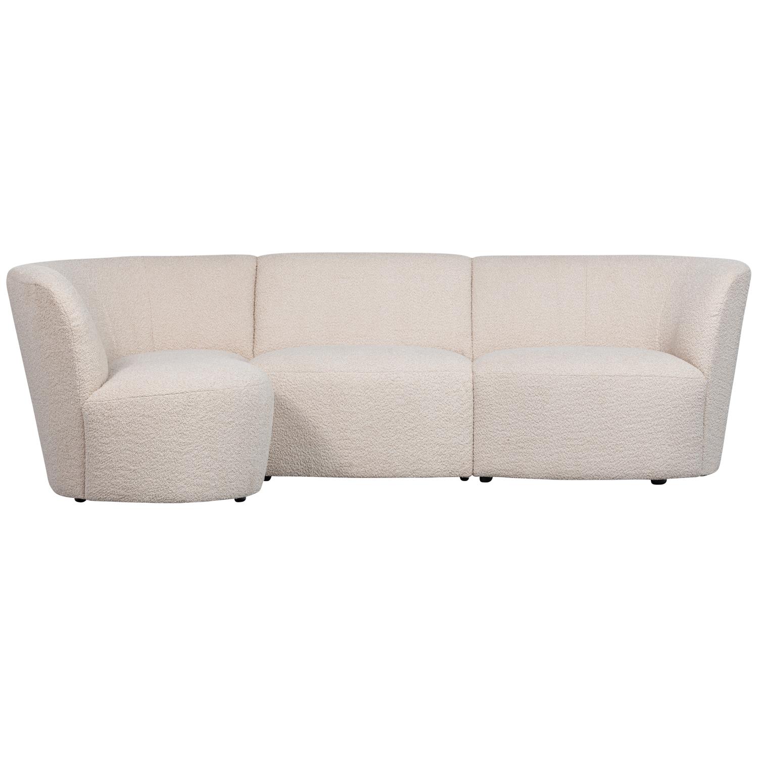 WOOOD Coco 3-Zits Ronding Links - Bouclé - Creme - 70x230x138