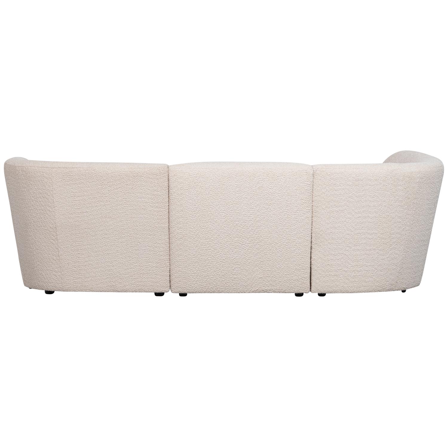 WOOOD Coco 3-Zits Ronding Links - Bouclé - Creme - 70x230x138
