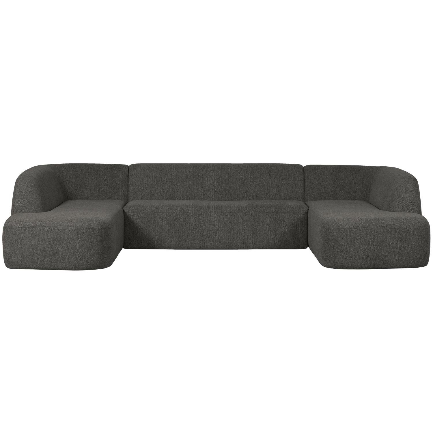 BePureHome Sloping U-Vorm Bank - Polyester - Grijs|Zwart - 77x339x225