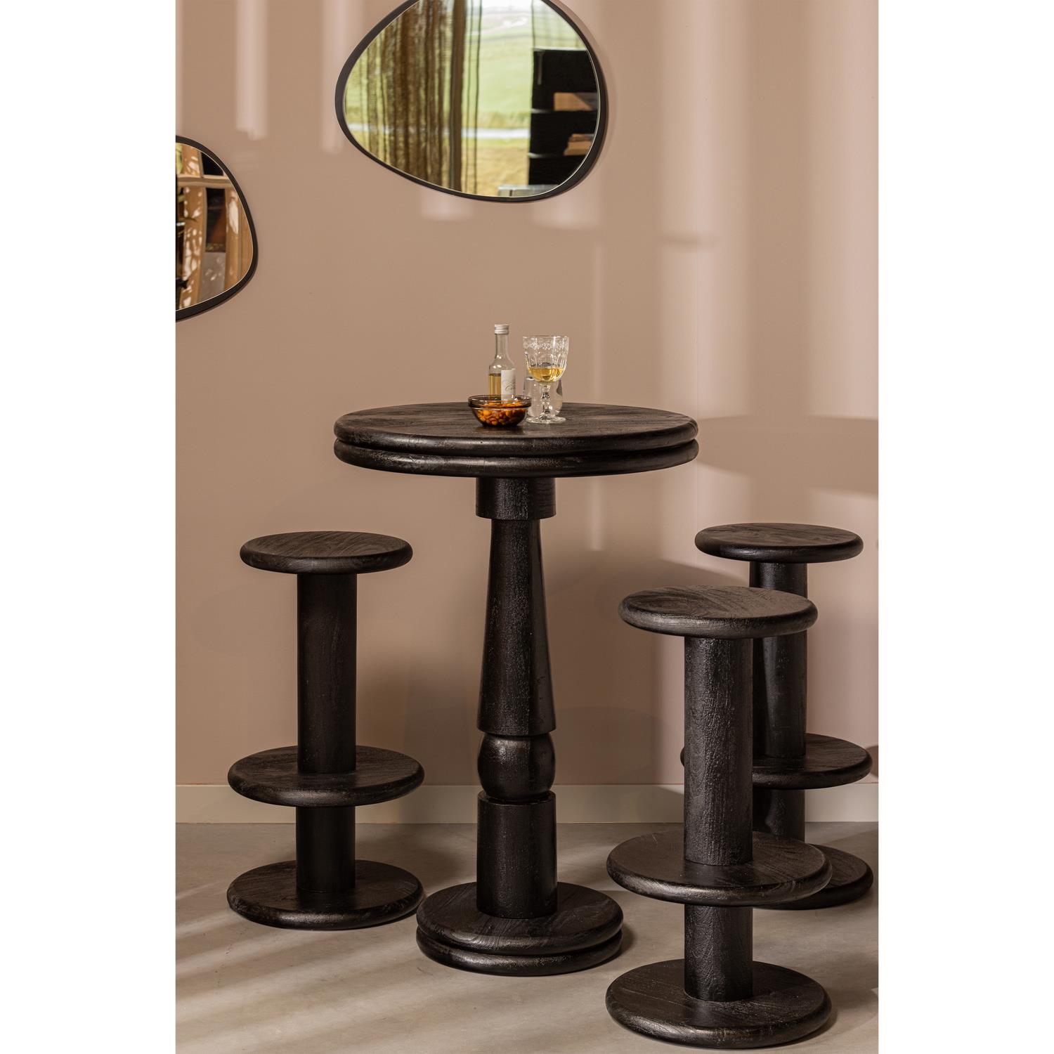 WOOOD Barkruk Kolby - Hout - Zwart - 74x40x40