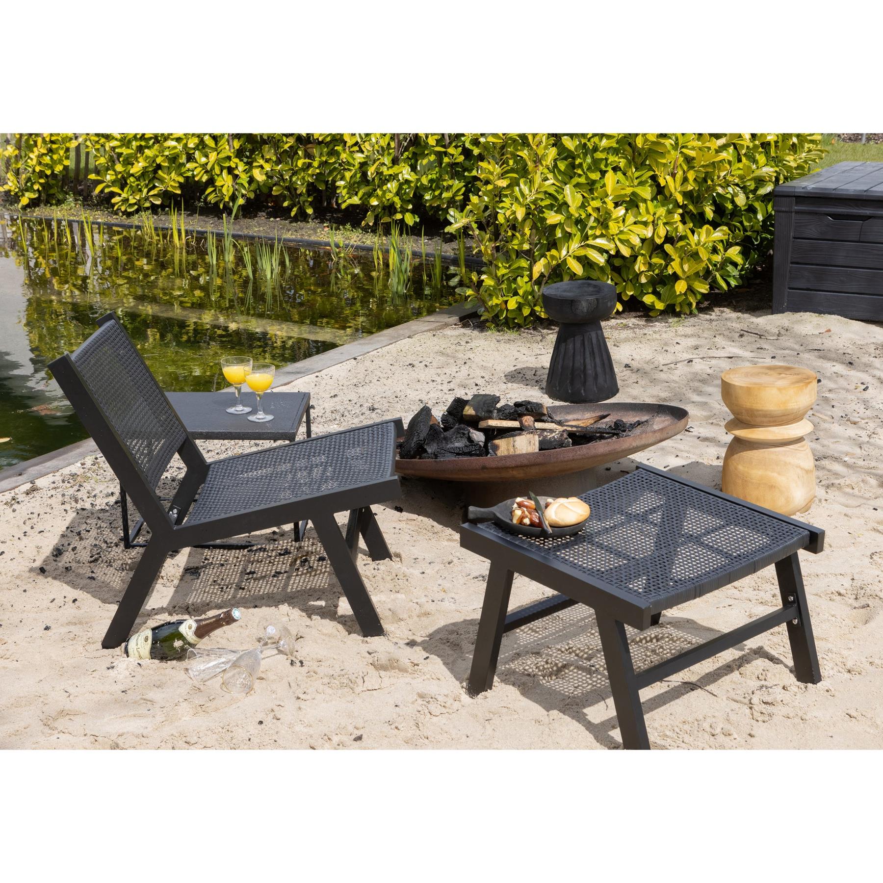 WOOOD Puk Fauteuils - Aluminium - Zwart - Set van 2