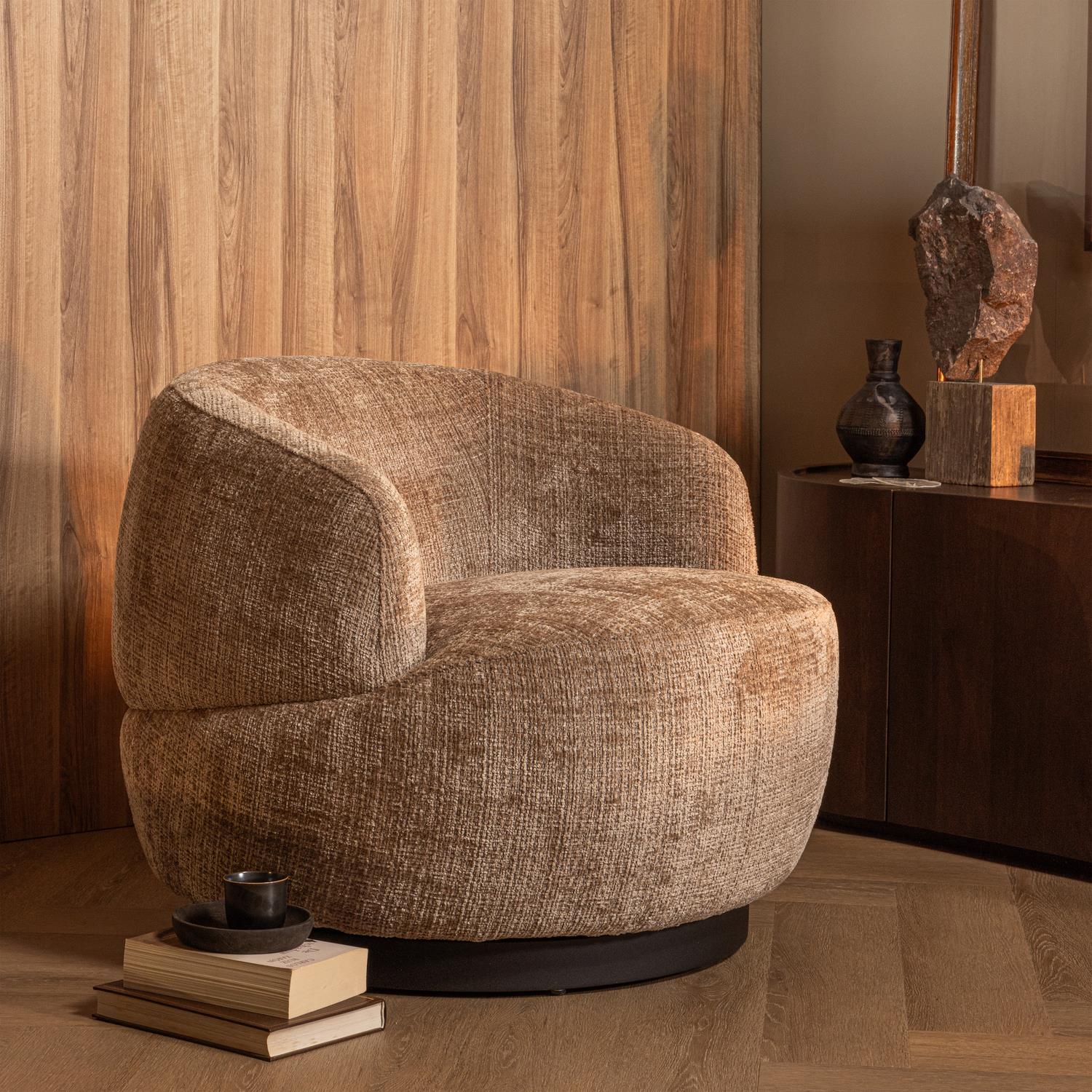 BePureHome Woolly Draaifauteuil - Zand Chenille