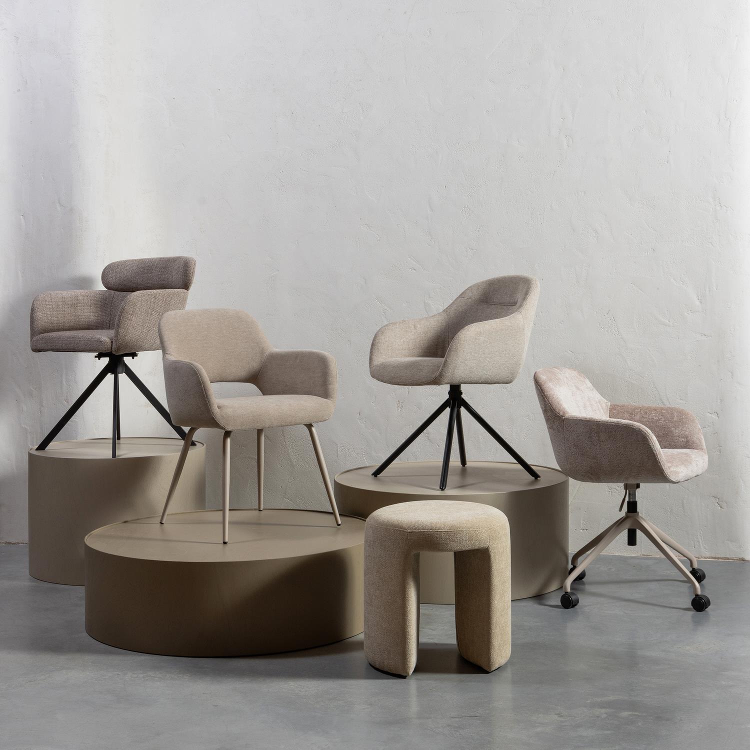 WOOOD Morros Bureaustoel - Polyester - Taupe - 88x57x60