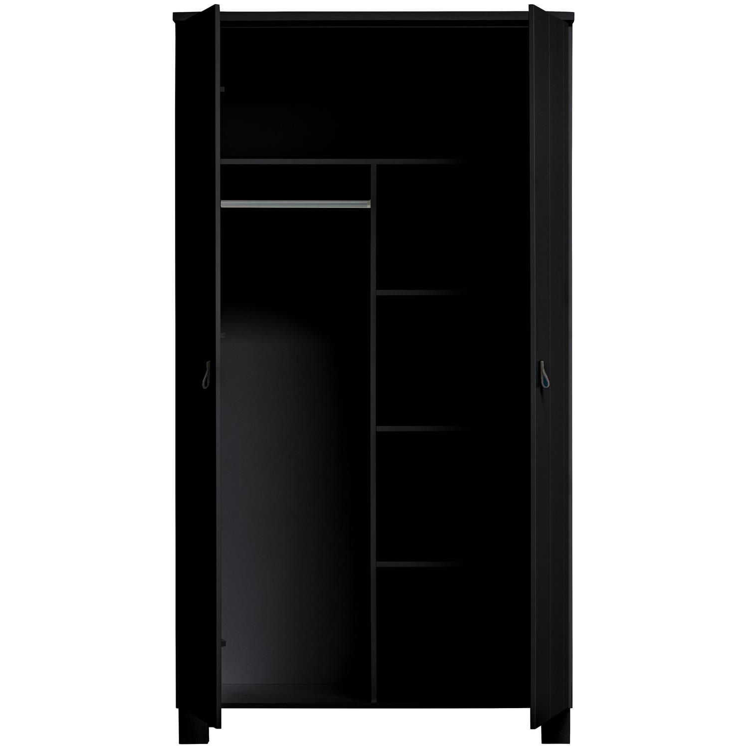 WOOOD Ties Kast - Grenen - Zwart - 202x111x55