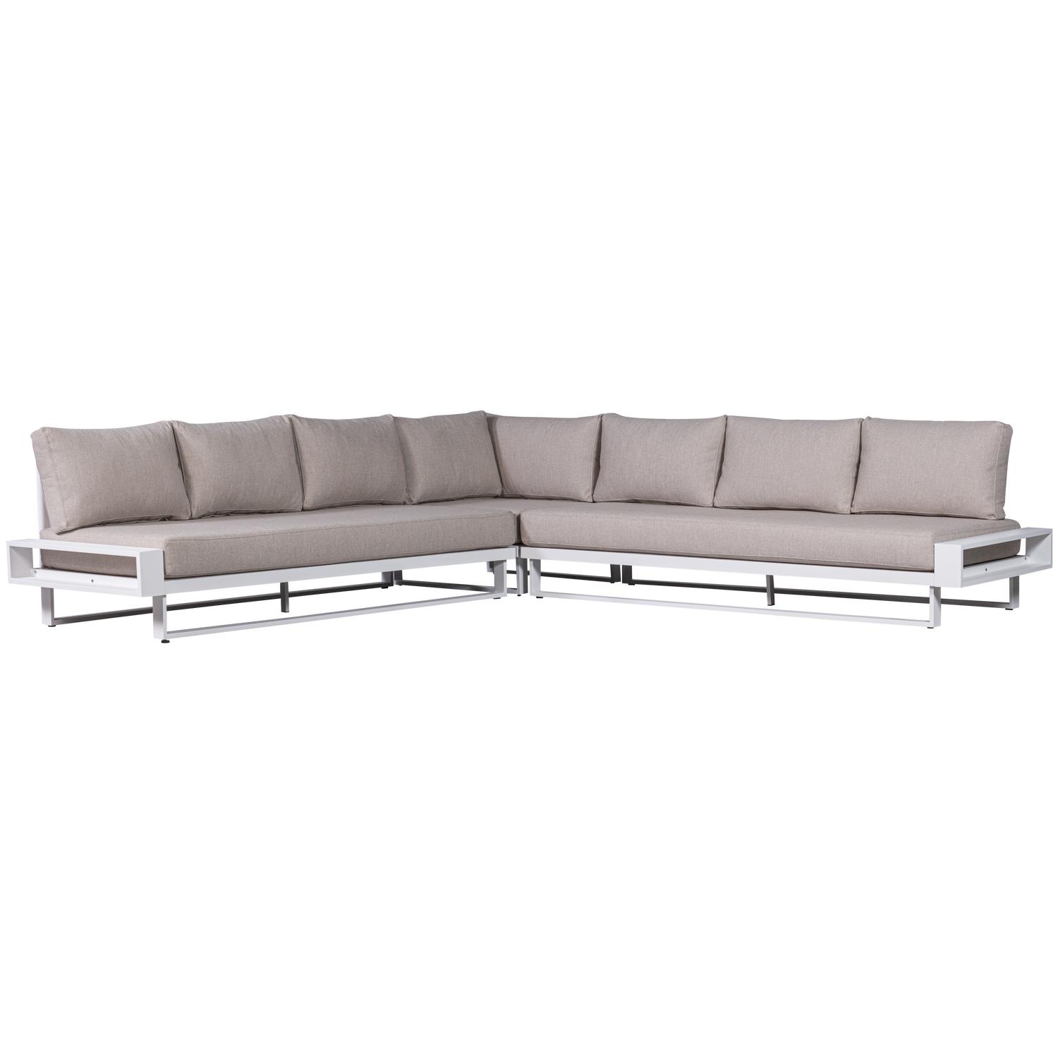 WOOOD Flint Tuinhoekbank - Aluminium - Wit|Naturel - 80x308x308