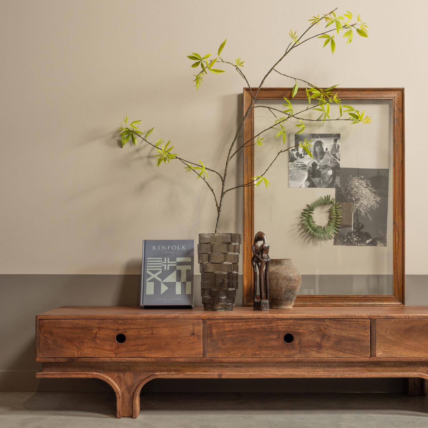 WOOOD Staes Tv-Meubel - Mangohout - Walnoot - 37x180x45