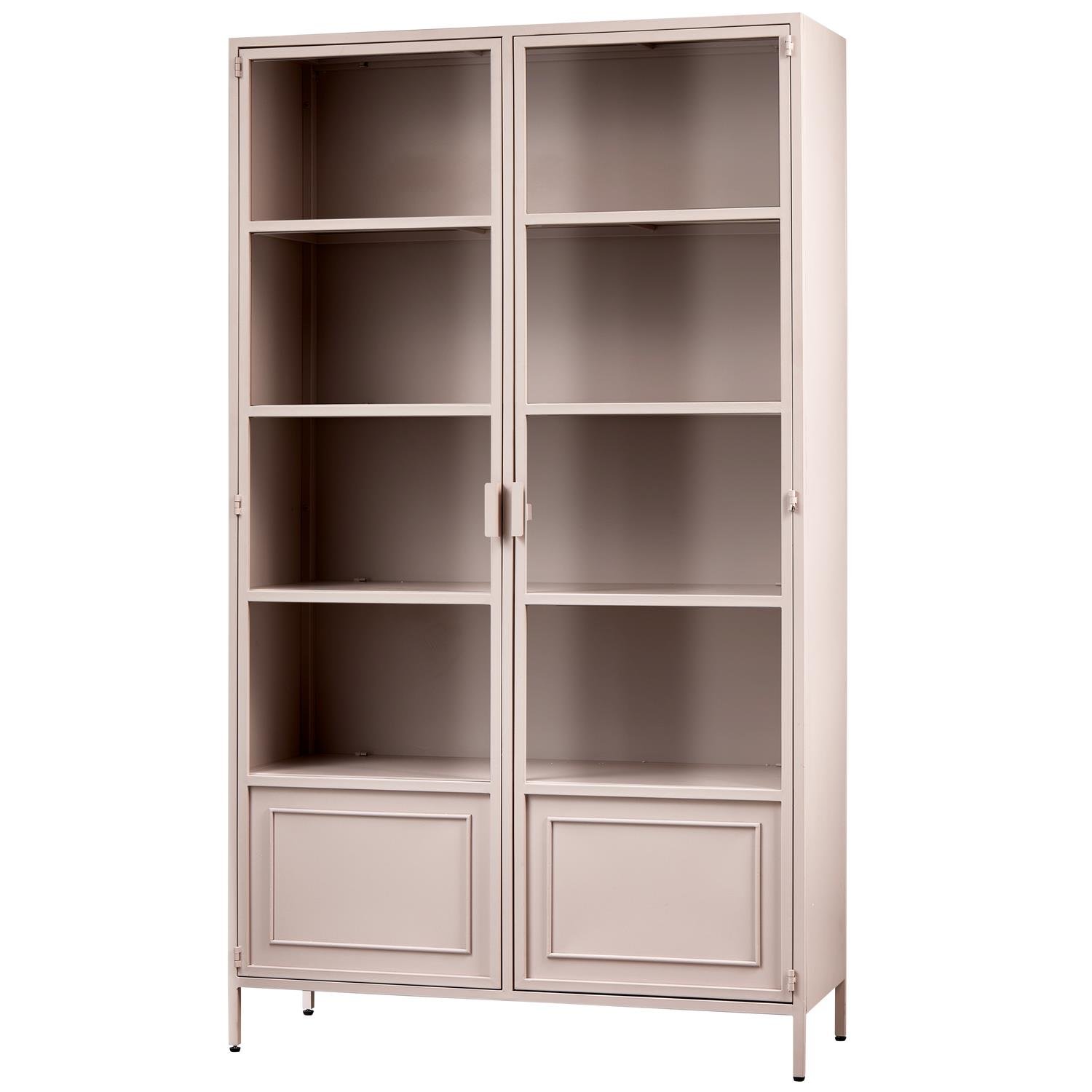 WOOOD Ronja Vitrinekast - Metaal - Soft Pink - 189x110x43