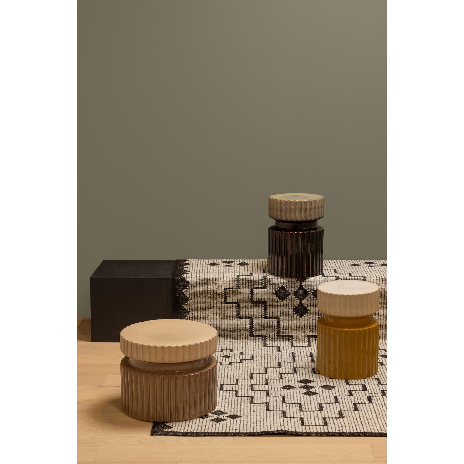 WOOOD Geer Bijzettafel - Keramiek - Espresso - 48x35x35