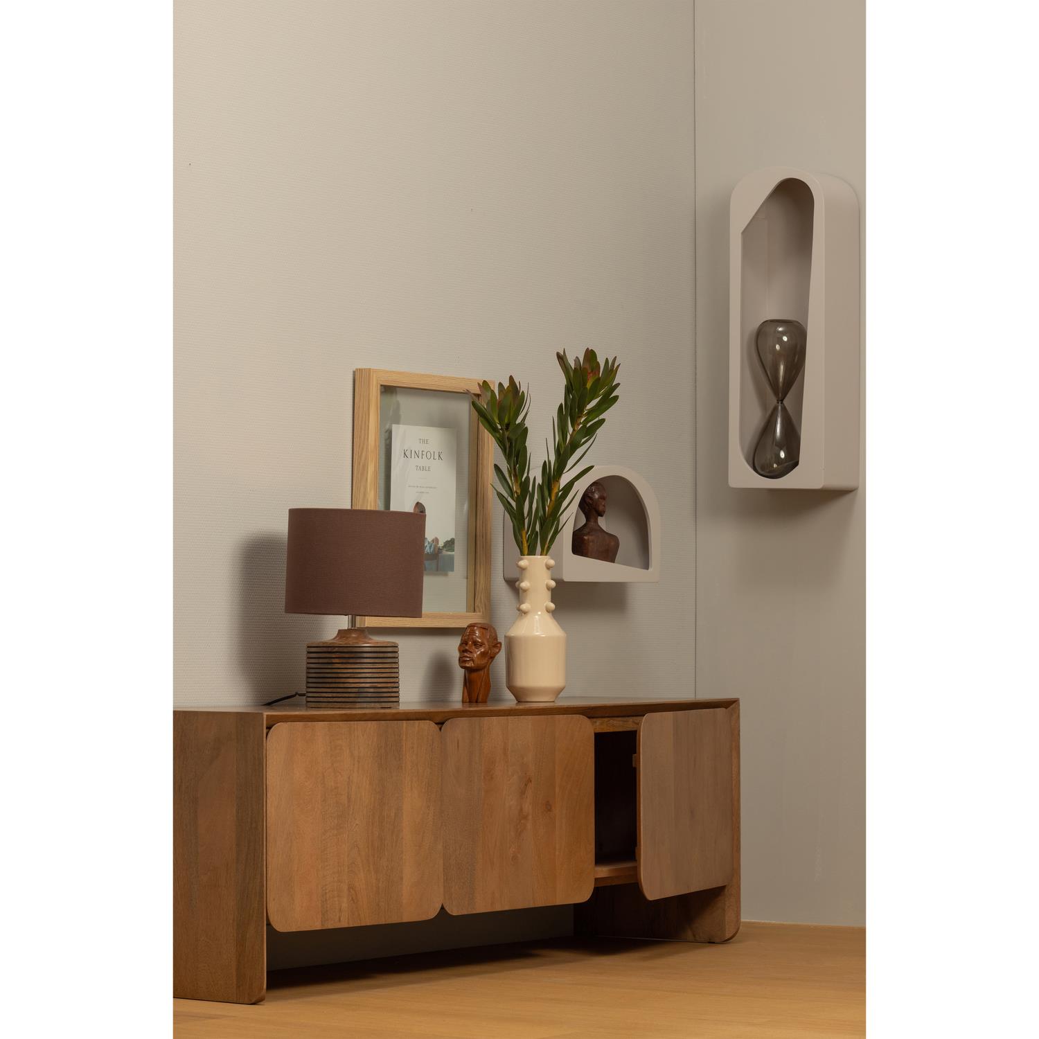 WOOOD Menzo Tafellamp - Hout - Warm Bruin - 35x25x25