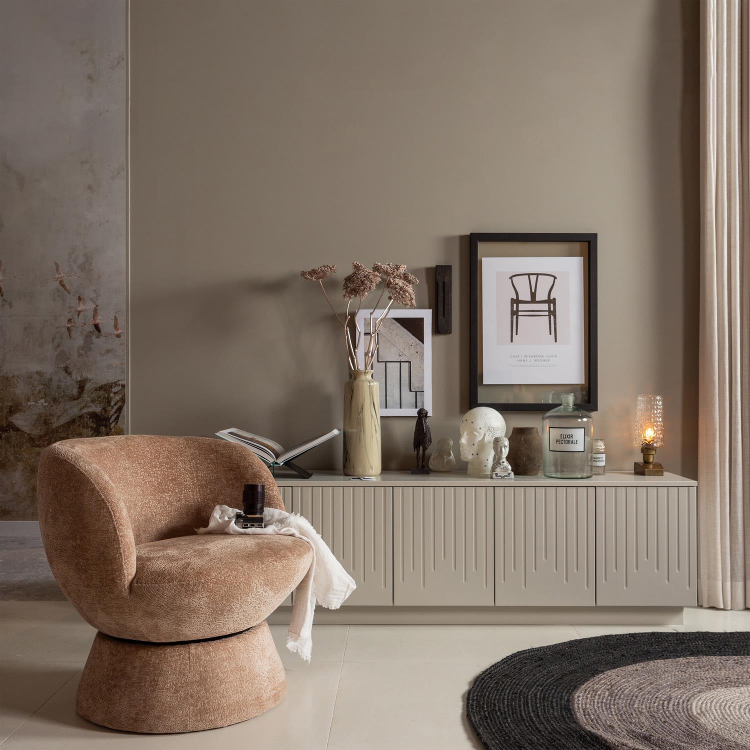 BePureHome Shuffle Draaifauteuil - Polyester - Naturel - 72x73x71