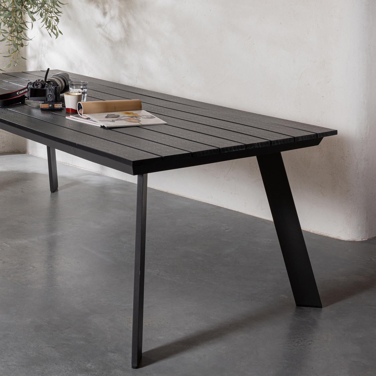 WOOOD Veerle Eettafel - Aluminium|Polywood - Antraciet - 74x220x100