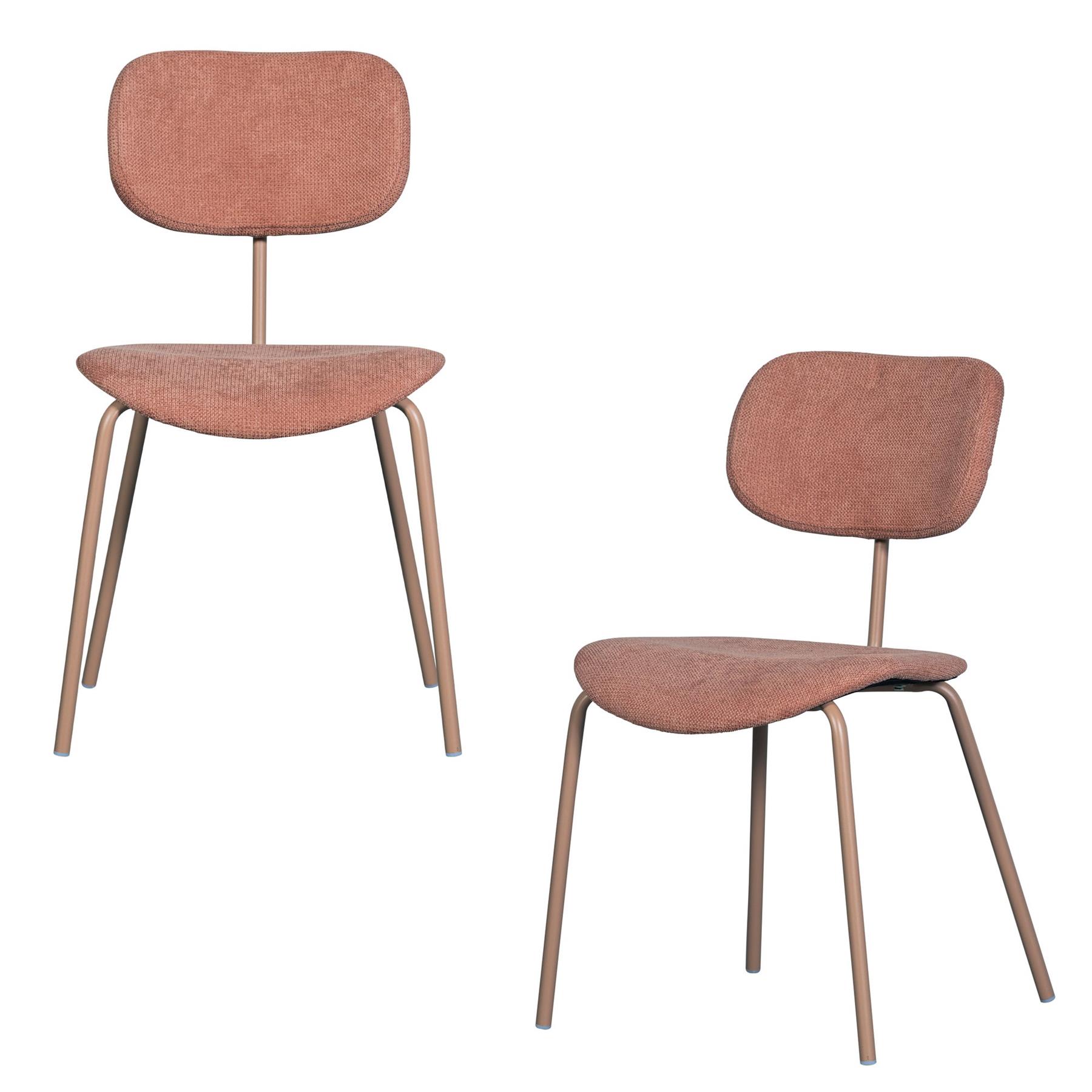 WOOOD Link Eetkamerstoelen - Polyester - Roze - Set van 2