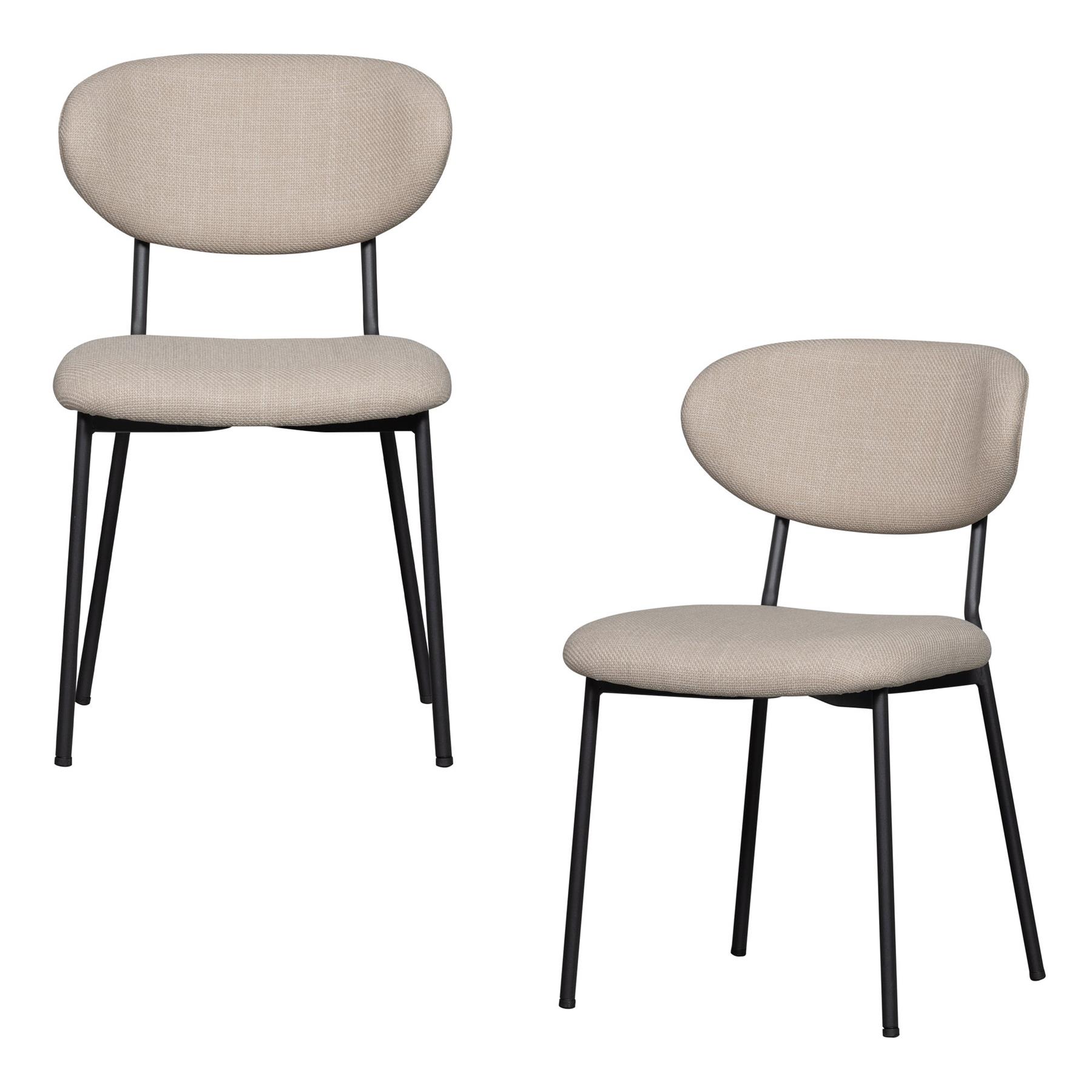 WOOOD Kjeld Eetkamerstoelen - Polyester - Naturel - Set van 2