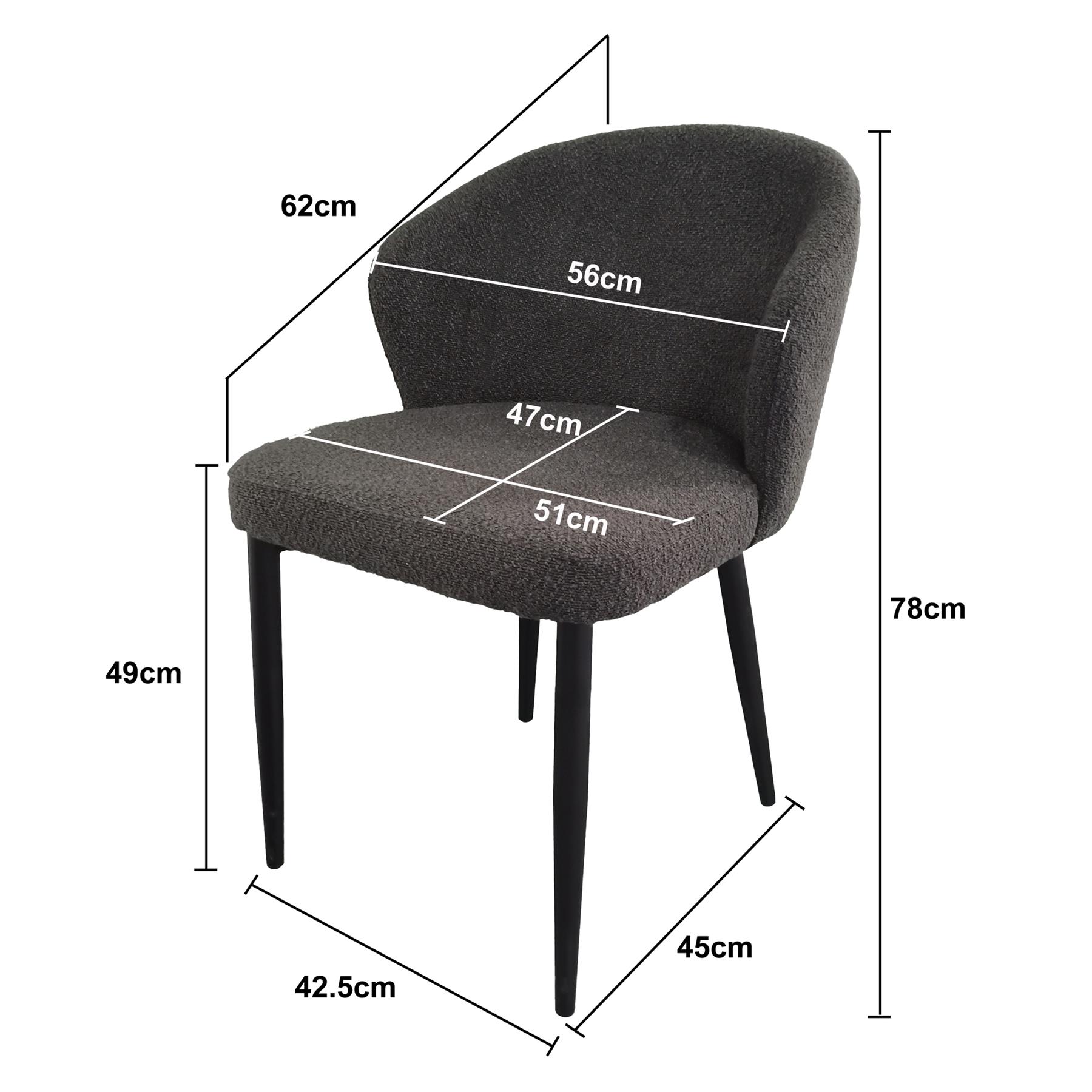 Livingfurn - Eetkamerstoel Laura Boucle Antraciet - Stof - Set van 2