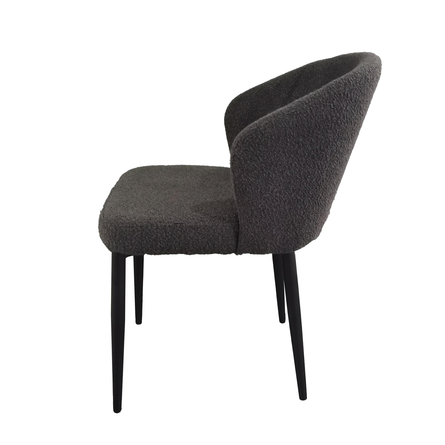 Livingfurn - Eetkamerstoel Laura Boucle Antraciet - Stof - Set van 2