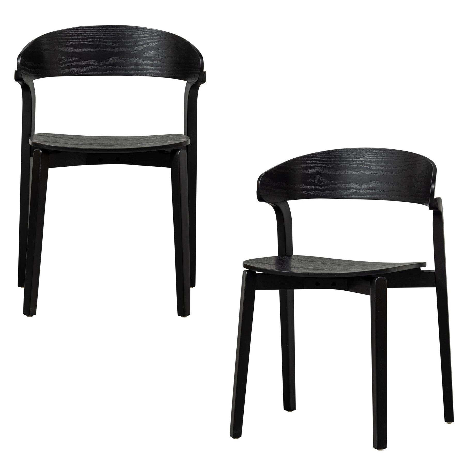 WOOOD Cras Eetkamerstoelen - Hout - Zwart - Set van 2