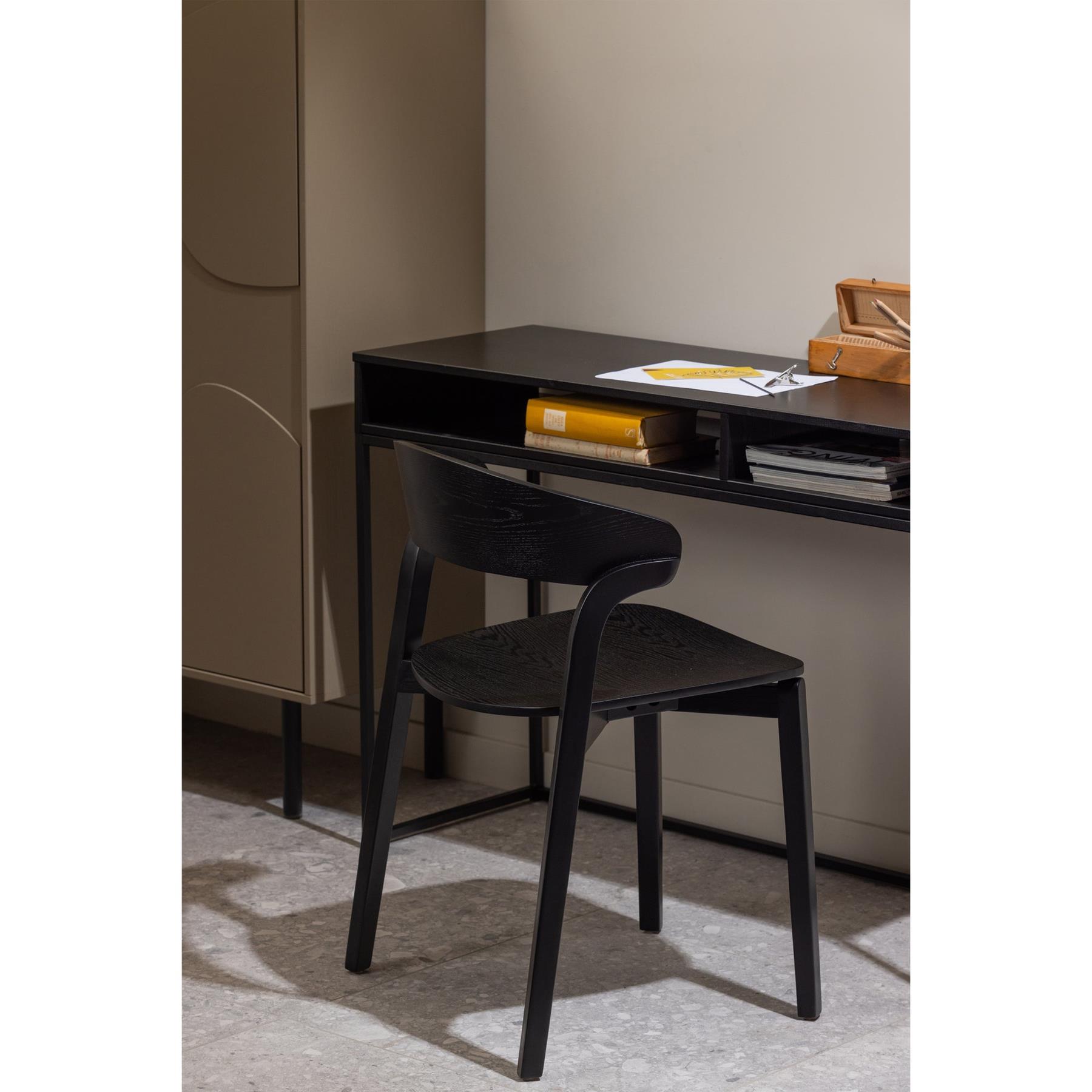 WOOOD Cras Eetkamerstoelen - Hout - Zwart - Set van 2