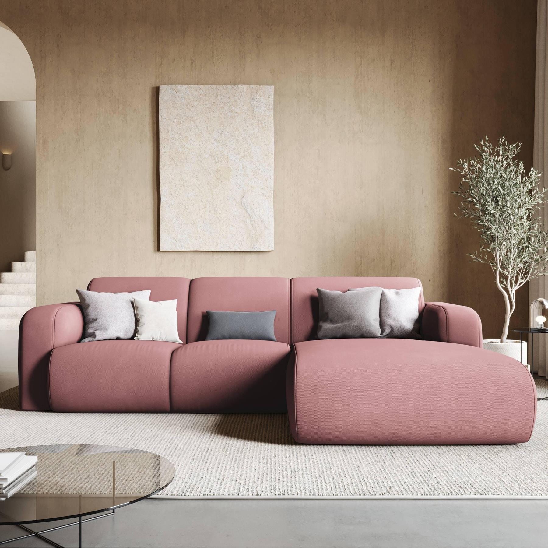 Windsor & Co Lola Hoekbank met Chaise Longue Rechts - Fluweel - Roze
