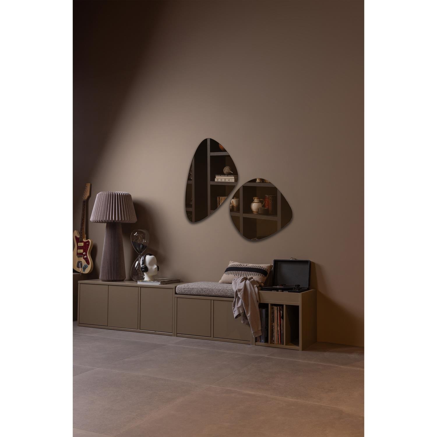WOOOD Turner Platenkast - Grenen - Mud - 47x44x44