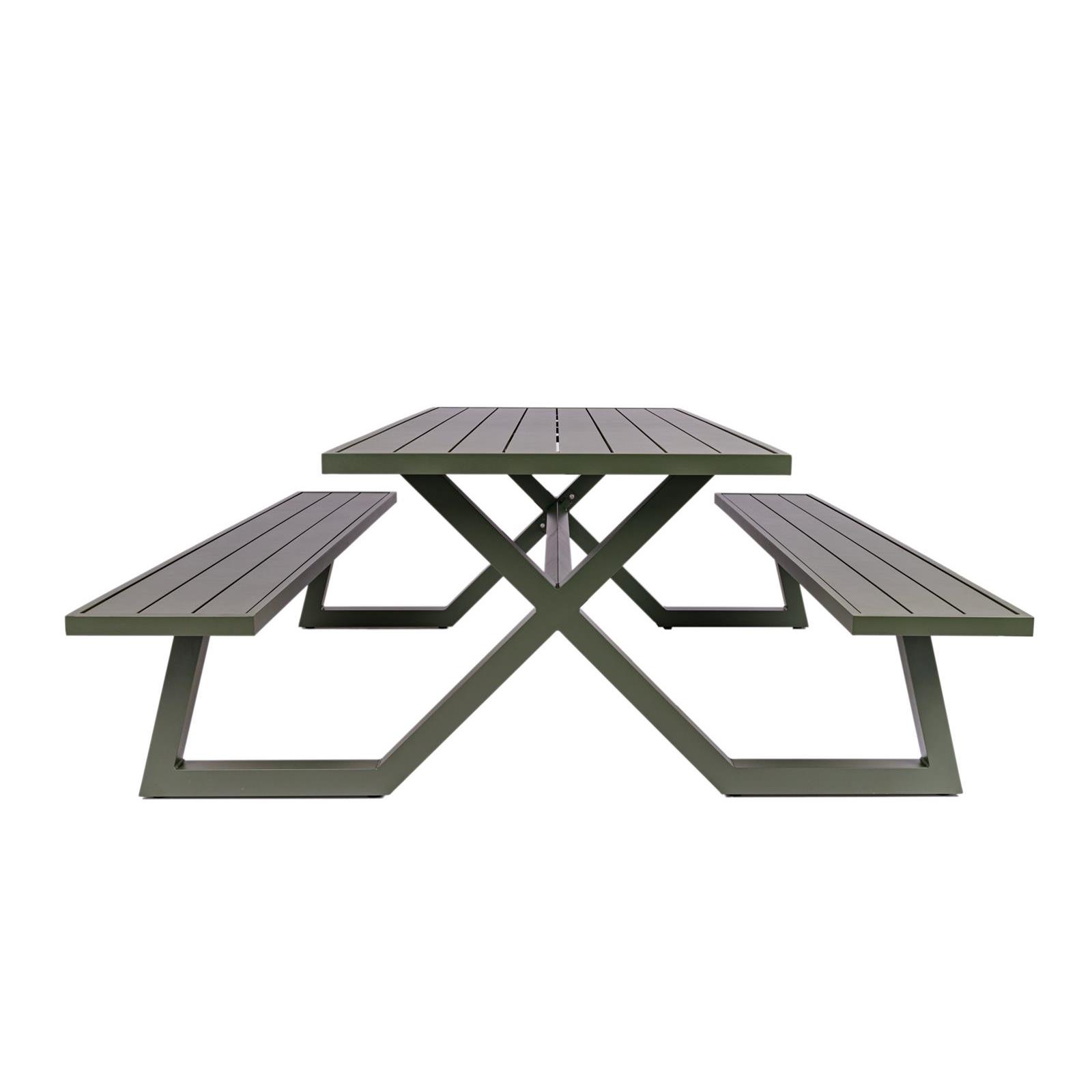 Aluminium picknicktafel Dex 200 cm olijfgroen