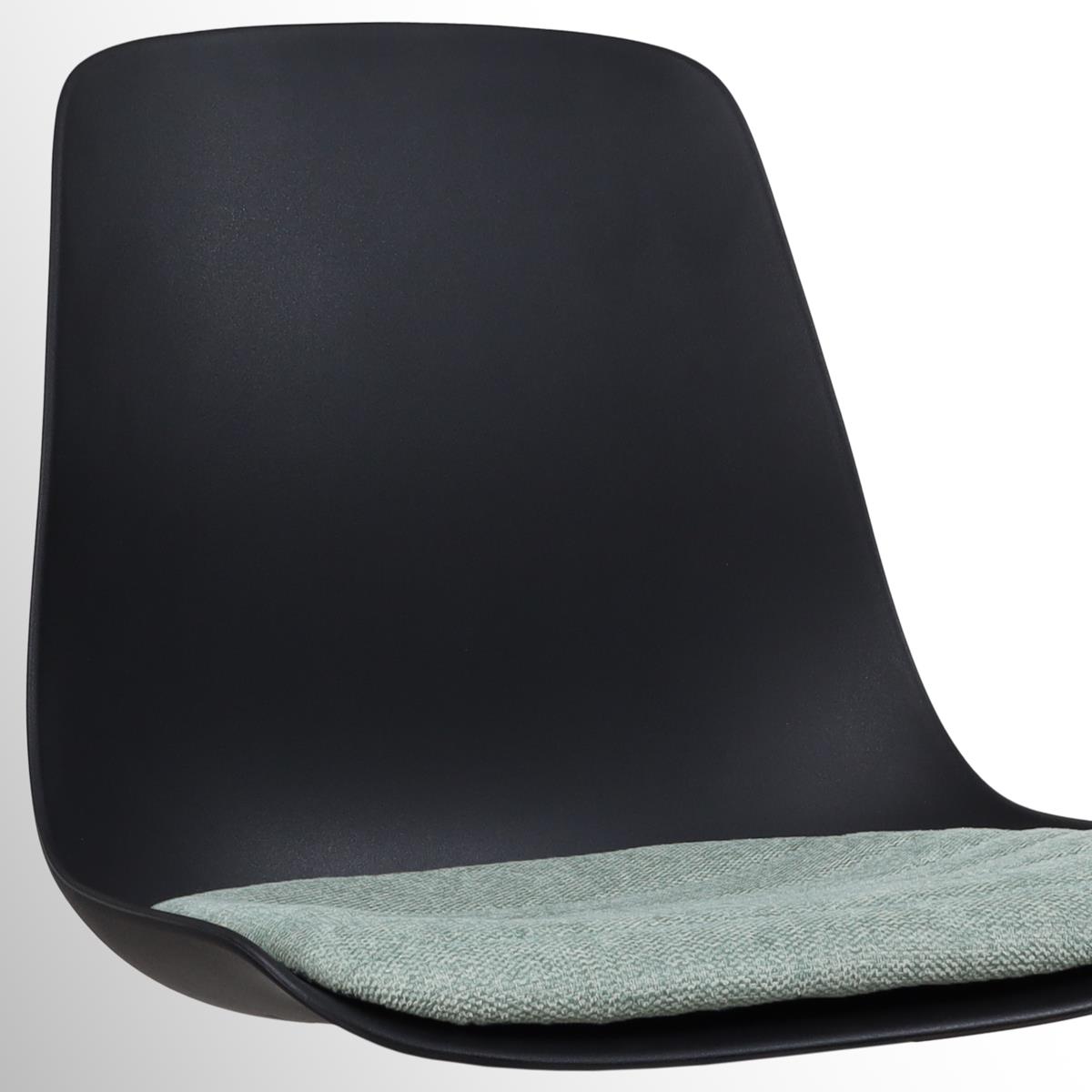 Nolon Nino-Liv Barkruk Zwart - Zacht Groen Kussen - Wit Frame - 75 cm