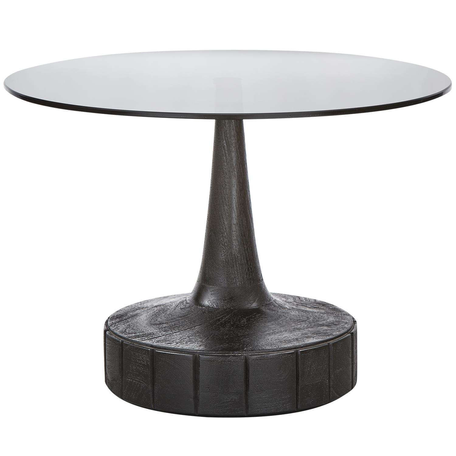 WOOOD Soya Bijzettafel - Mango Hout|Glas - Zwart - 43x60x60