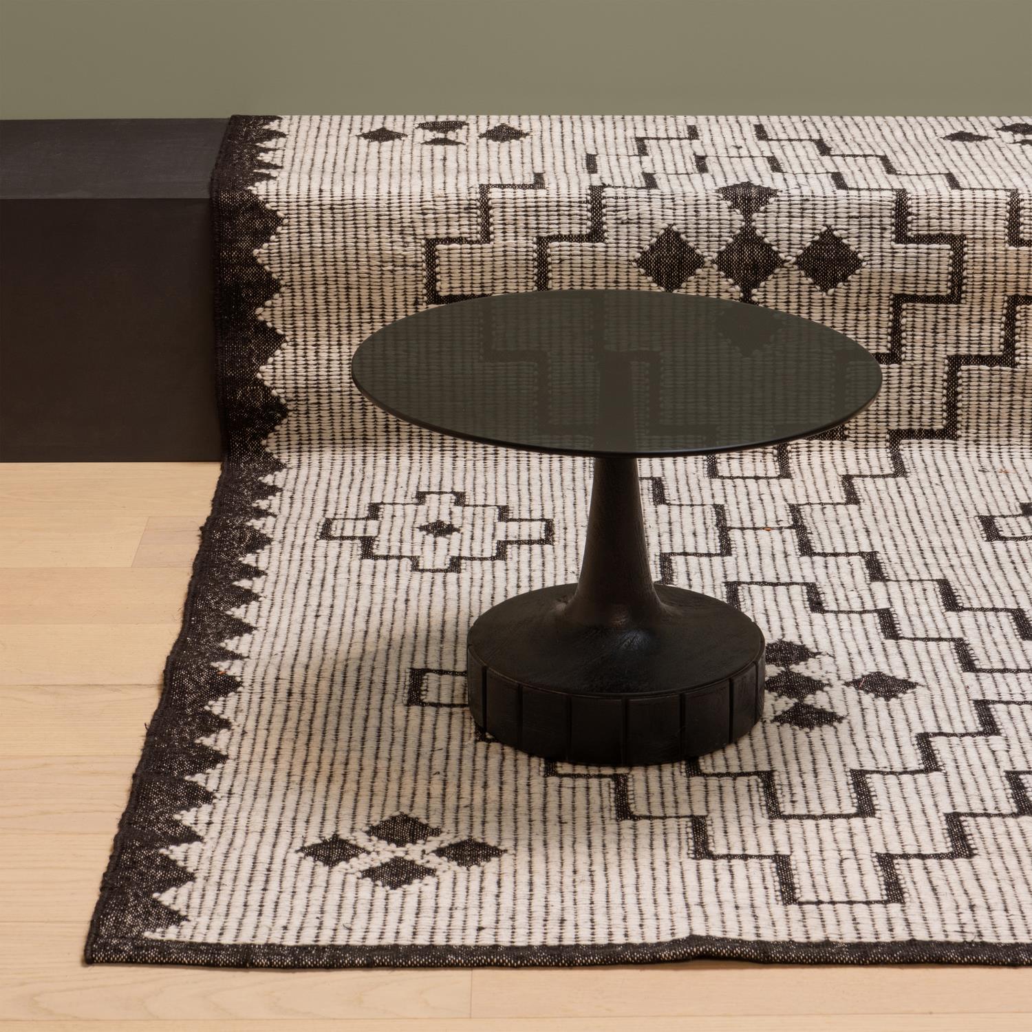 WOOOD Soya Bijzettafel - Mango Hout|Glas - Zwart - 43x60x60