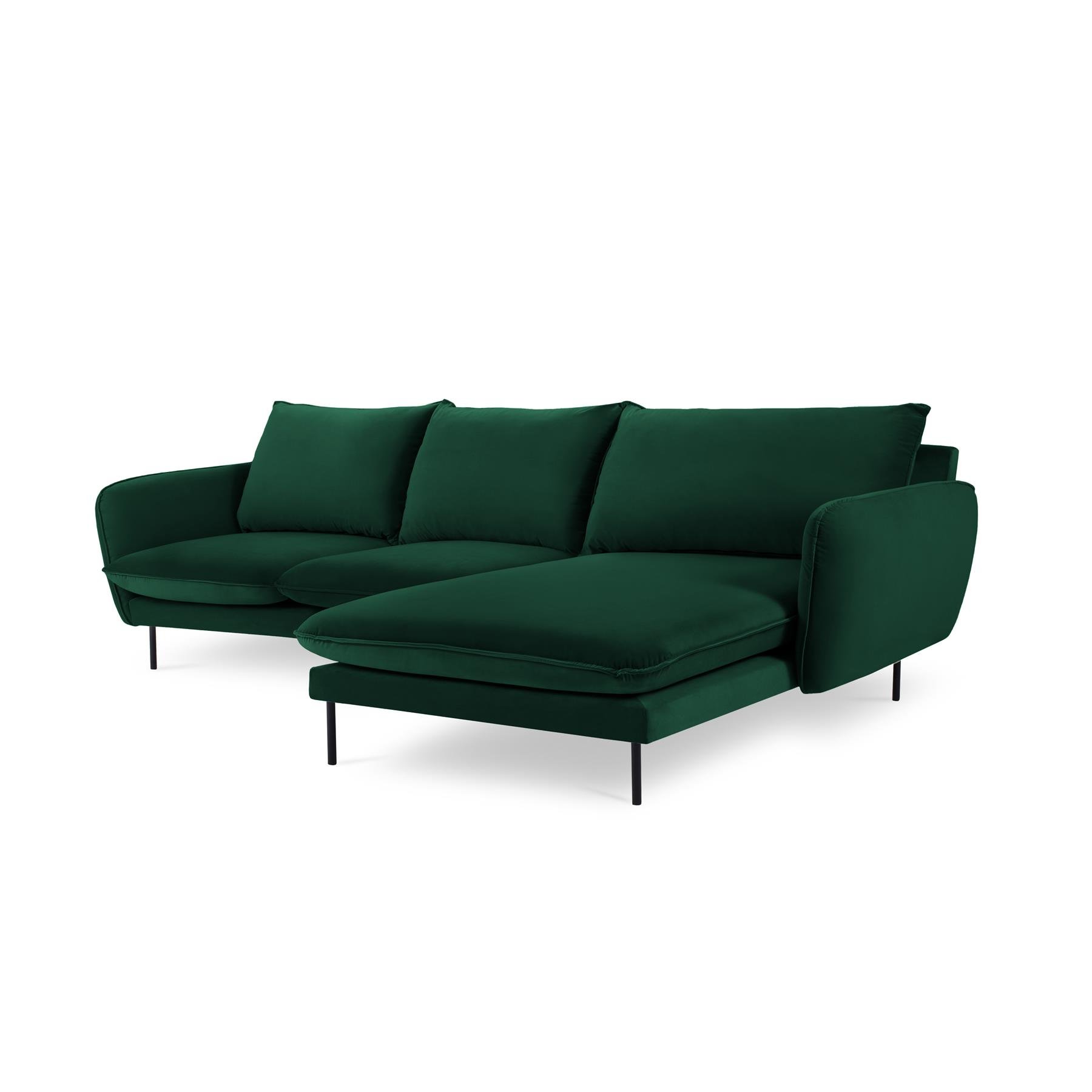 Cosmopolitan Design Vienna Hoekbank met Chaise Longue Rechts - Velvet - Flessengroen