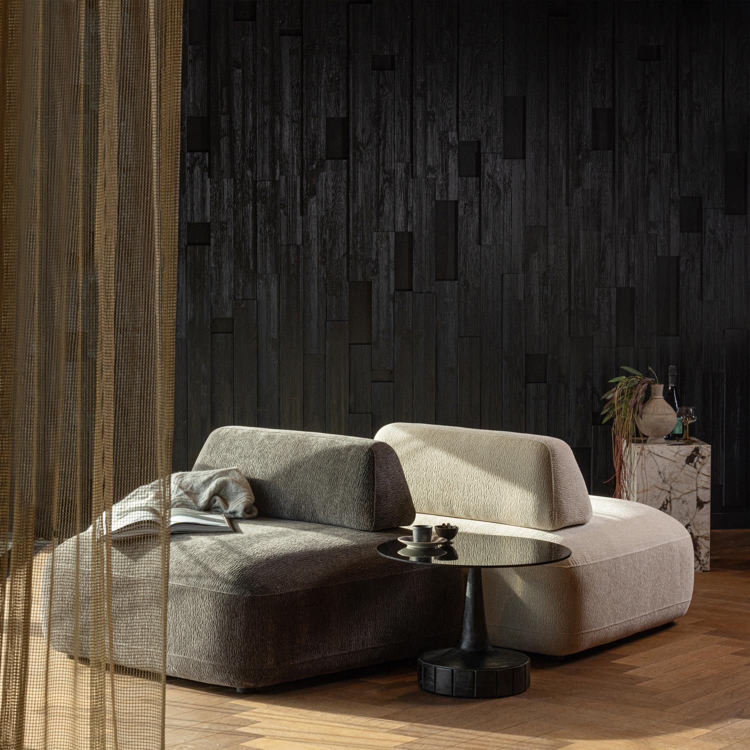 WOOOD Soya Bijzettafel - Mango Hout|Glas - Zwart - 43x60x60
