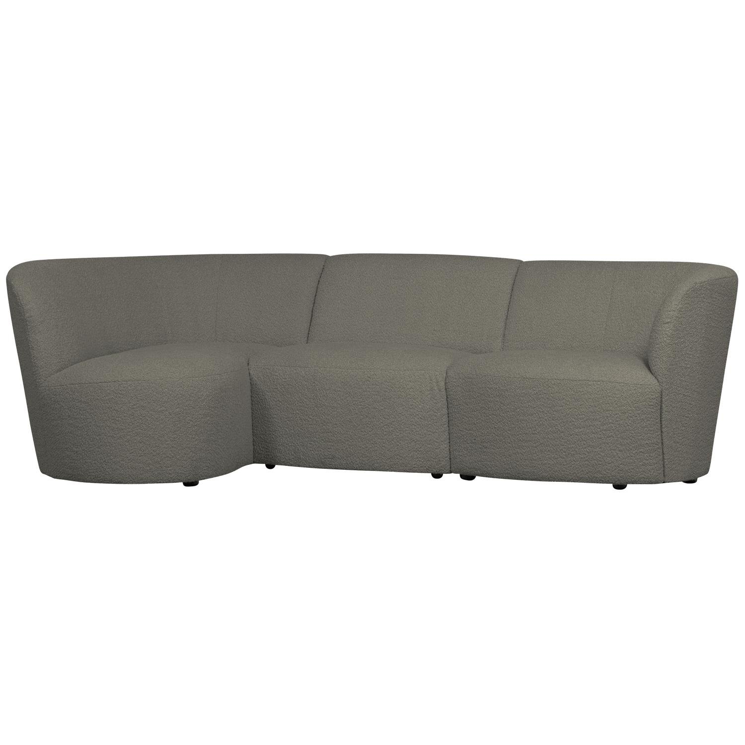 WOOOD Coco 3-Zits Ronding Links - Bouclé - Warm Groen - 70x230x138